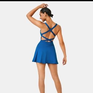 NWT Halara Crisscross Backless Plain 2 Piece Dance Dress Indigo Size Small